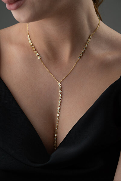 Silvano Jewelry 925 Ayar Gümüş Zirkon Taşlı Yıldız Y Kolye