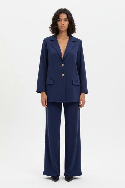 Rays 8134A Buttoned Jacket and Pants Set Navy