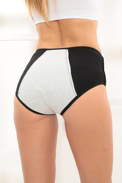 giyindegel Chiloți menstruali negri pentru femei, talie înaltă, rezistenti la scurgeri, cu mai multe straturi, super absorbant, lavabil și confortabil