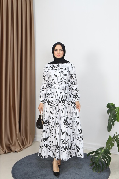NİSUM MODA Leaf Patterned Dress