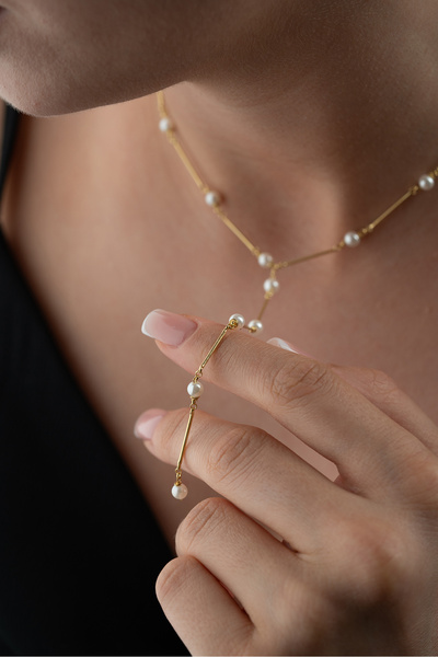 Silvano Jewelry 925 Ayar Gümüş İncili Y Kolye