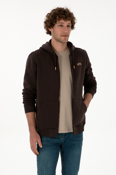 U.S. Polo Assn. Erkek Regular Fit Koyu Kahverengi Şardonlu Örme Hırka 50313755-VR084