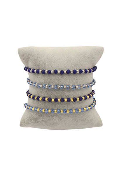 Bijuteria SORELLY Bratara Snur cu Bile din Argint si Cristale Bleumarin