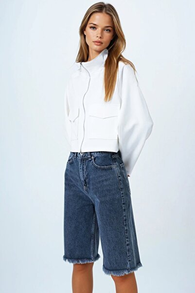 VAGGON Women's anthracite 5 pocket tassel leg denim shorts vs00857