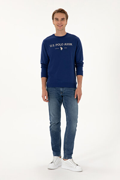 U.S. Polo Assn. Erkek Regular Fit Bisiklet Yaka İndigo İnce Basic Sweatshirt 50313743-VR028