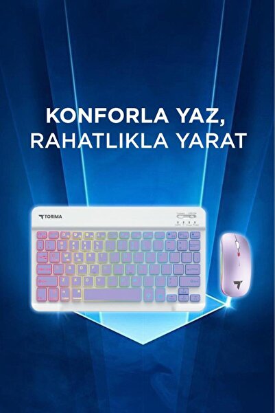 Torima TMK-09 Mor Şarj Edilebilir RGB Işıklı Kablosuz Klavye Mouse Seti