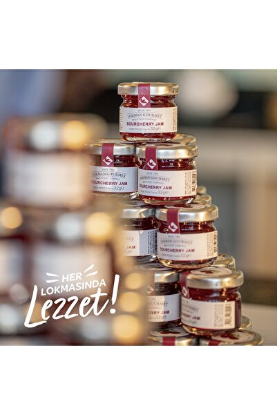 Lokman Gourmet Organik Vişne Reçeli Kavanoz 32 gram 50 li Paket - Kahvaltılık, Doğal Lezzet