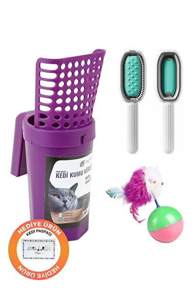 Genel Markalar 3 lü Set Yeni Nesil Mor Kedi Kumu Küreği, Çok Fonksiyonlu Kaşı...