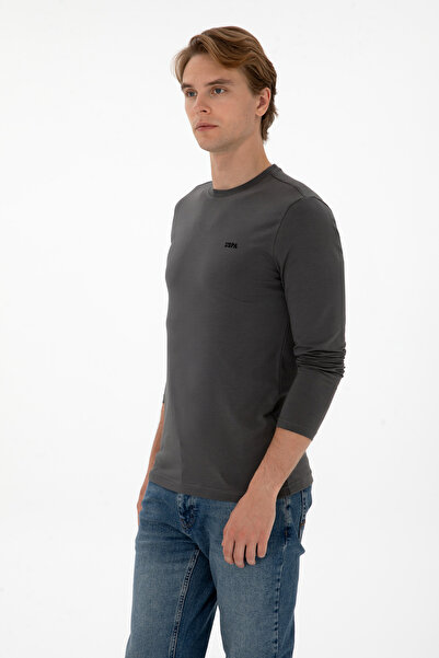U.S. Polo Assn. Erkek Slim Fit Bisiklet Yaka Grı Süprem Basic Sweatshirt 50313744-VR024