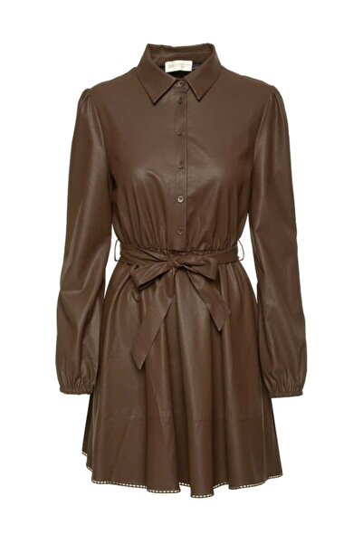 BSB Mini deri görünümlü elbise