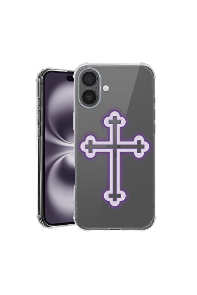 bestcase Carcasă spate antișoc pentru Apple iPhone 16, cruce mov, AS 1789