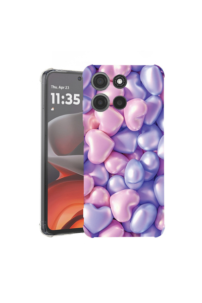 bestcase Carcasă spate antișoc pentru Motorola Moto G15, inimioare colorate, ...