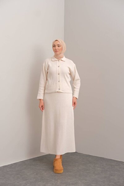 Suede Style 80285 - Stylish Comfortable Y Knitwear Skirt Cardigan Women's Set