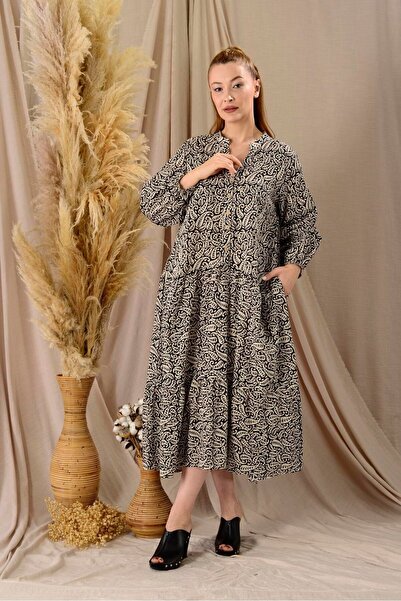 Universal AN10500 فستان بتفاصيل أزرار بحرية