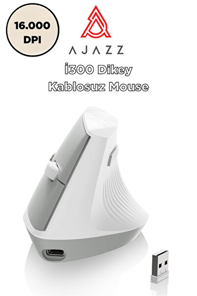 Ajazz i300 Kablosuz Ergonomik Dikey Mouse- 84Gr-Sessiz Tıklama- 57° Açı-16.000 DPI