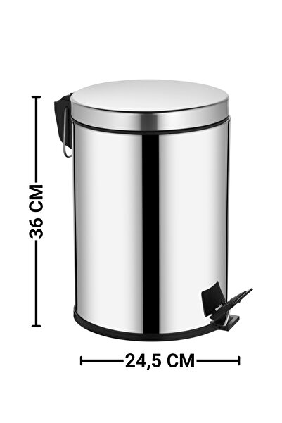 Beray 12 Liter Trash Can Metal Stainless Steel Pedal Waste Bin Toilet Bathroom Balcony Kitchen