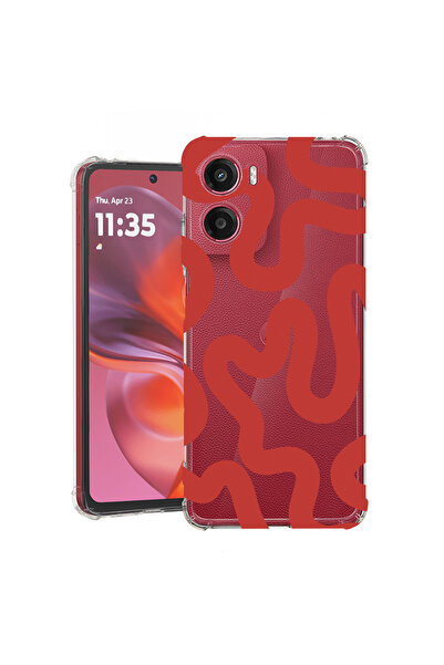bestcase Carcasă spate antișoc pentru Motorola Moto G05, linie abstractă roși...