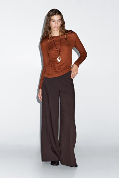 Massimo Dutti Uzun kollu hafif regular fit t-shirt