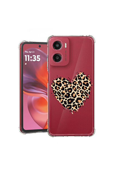 bestcase Carcasă spate antișoc pentru Motorola Moto E15, inimă de leopard, 19...