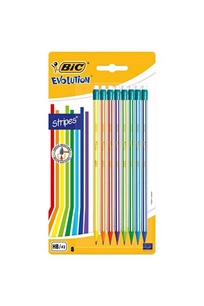 Bic Set creioane grafit Evolution STRIPES 646 cu radiera, 8 buc