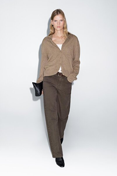 Massimo Dutti %100 yün dik yaka triko hırka