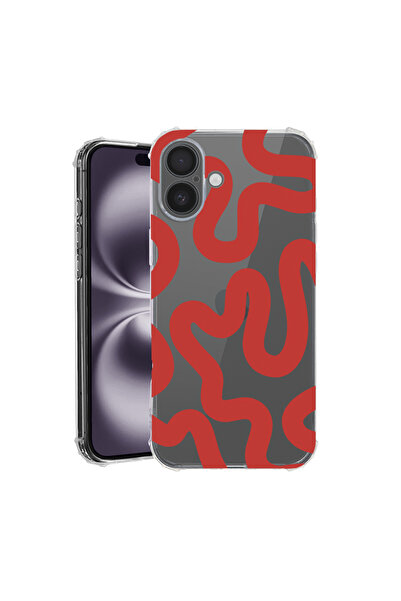 bestcase Αντικραδασμική θήκη πλάτης για Apple iPhone 16 Plus, Κόκκινη αφηρημέ...