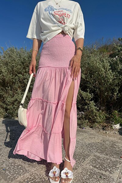 mylove Waist Gipeli Slit Skirt Pink