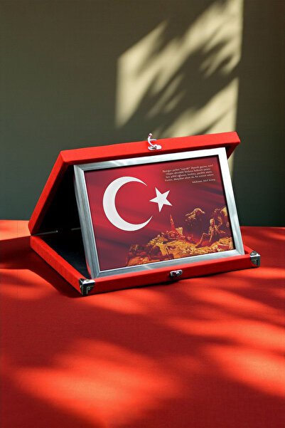 Ahsen resim çerçeve Tablou pe pânză înrămat cu steagul turcesc, în cutie roși...