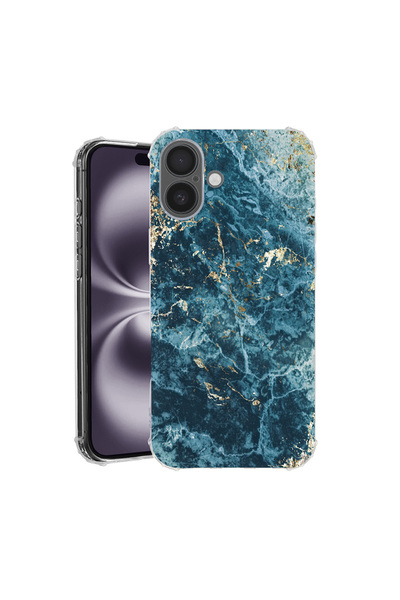 bestcase Αντικραδασμική θήκη πλάτης για Apple iPhone 16 Plus, Marble - Πράσιν...