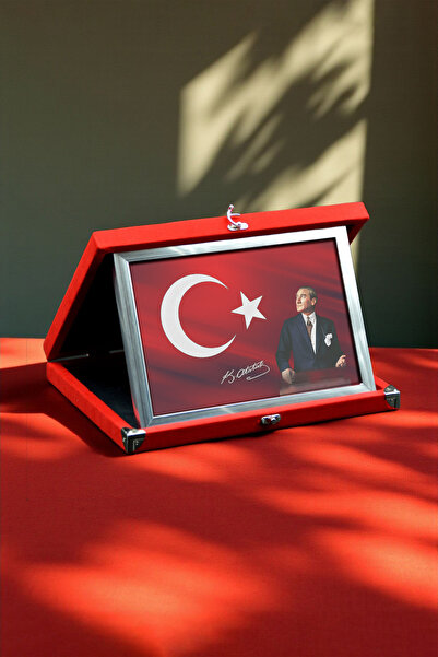 Ahsen resim çerçeve Tablou pe pânză înrămat cu steagul turcesc, în cutie roși...