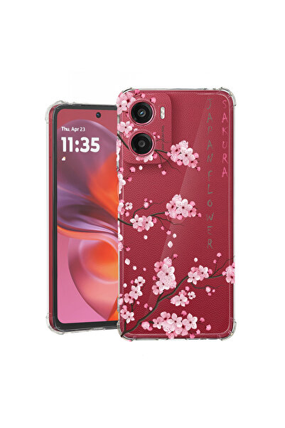 bestcase Αντικραδασμική θήκη πίσω μέρους για Motorola Moto E15, άνθος κερασιά...