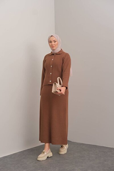 Suede Style 80285 - Stylish Comfortable Y Knitwear Skirt Cardigan Women's Set