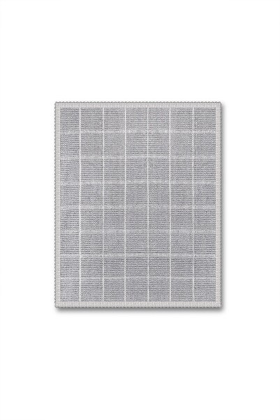 Bluenity Basıd Grıd Natural Cotton 2-Piece Bath Mat Set 60X100 50X60 Gray