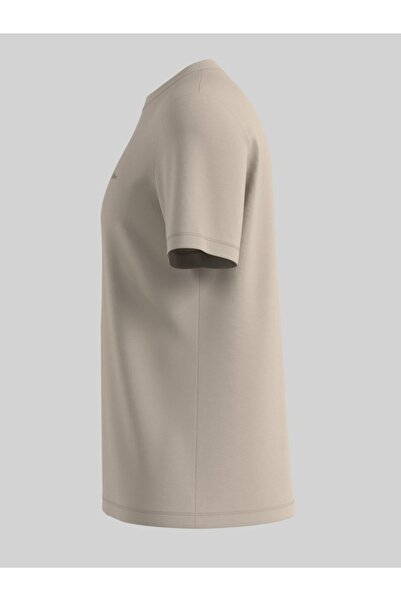 s.Oliver Men's T-shirt, Regular fit with scoop neck, plain print, Beige