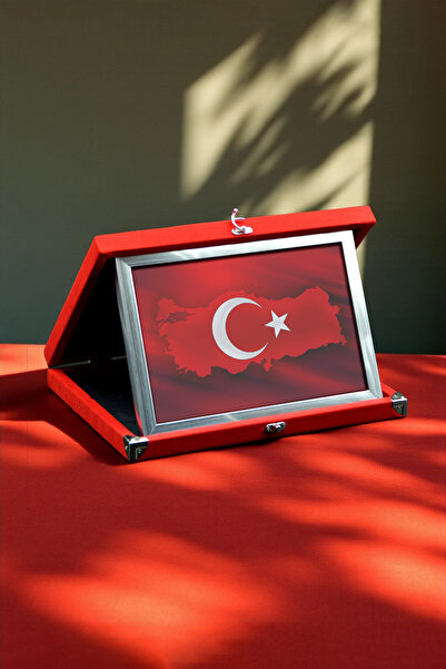 Ahsen resim çerçeve Tablou pe pânză înrămat cu steagul turcesc, în cutie roși...