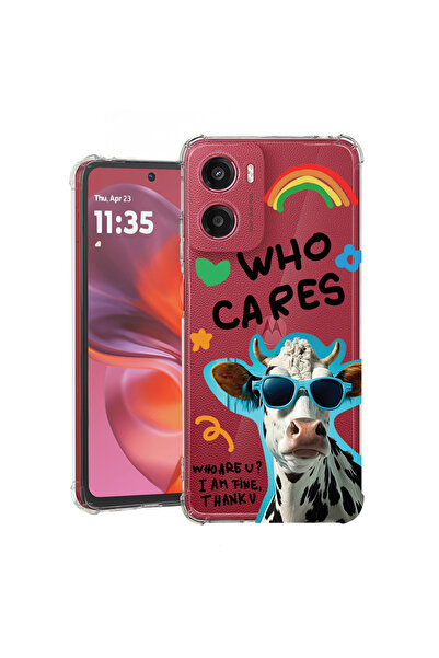 bestcase Carcasă spate antișoc pentru Motorola Moto E15, Cool Cow - Who Cares...