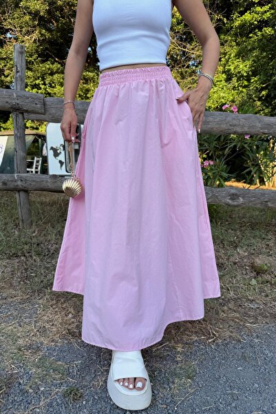 mylove Poplin Street Flared Skirt Pink
