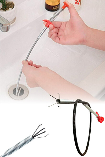 omilife Pratik Kullanımlı Lavabo Açıcı Tel Banyo ve Mutfak Gideri Temizleme Aparatı Esnek Spiral Tel