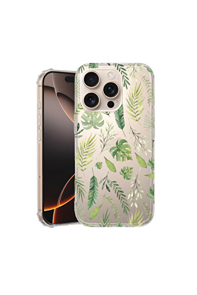 bestcase Carcasă spate antișoc pentru Apple iPhone 16 Pro Max, frunze verzi, ...