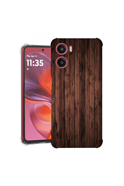 bestcase Carcasă spate antișoc pentru Motorola Moto E15, lemn de nuc, 1988242...