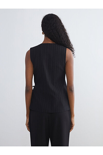 LC Waikiki New Season Double-Breasted Collar Linen Blended Women's Classic Vest