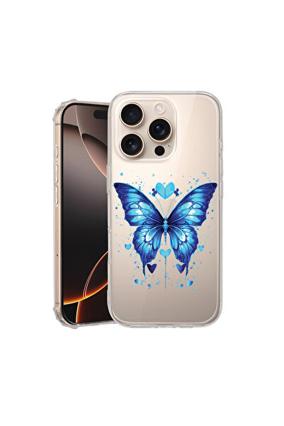 bestcase Αντικραδασμική θήκη πλάτης για Apple iPhone 16 Pro, μπλε πεταλούδα, ...