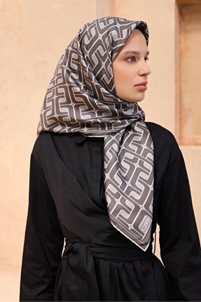 Belli Eșarfă din mătase pură Tivil 4118 - 87 Gri cu model mixt