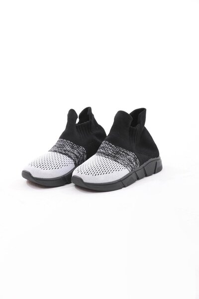 BONY SOCKS Degradeli Çocuk Çorap Ayakkabı Siyah/Beyaz