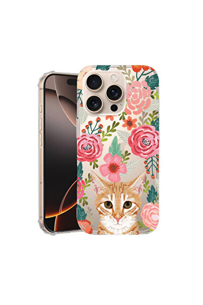 bestcase Удароустойчив калъф за Apple iPhone 16 Pro, цвят Cat and Flowers, AS...