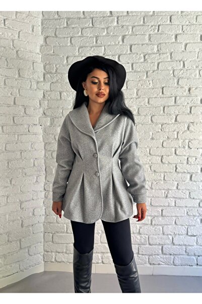 moneta boutique Women's Waist-Sitting Design Cashmere Coat with Cuffs