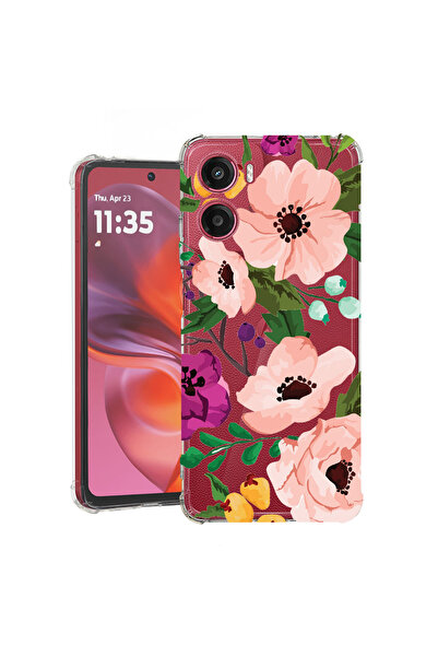 bestcase Carcasă spate antișoc pentru Motorola Moto E15, flori pastelate, 198...