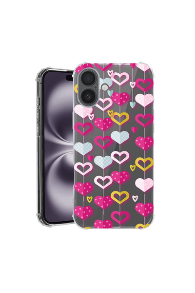 bestcase Αντικραδασμική θήκη πλάτης για Apple iPhone 16 Plus, Lovely Hearts, ...