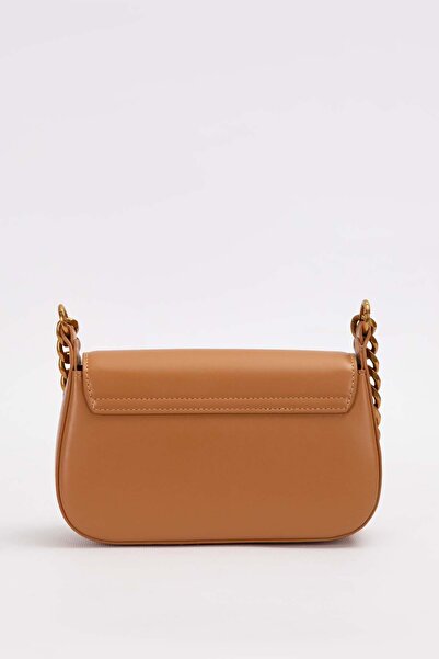 Levidor Brown Wide Chain Accessory Shoulder Bag