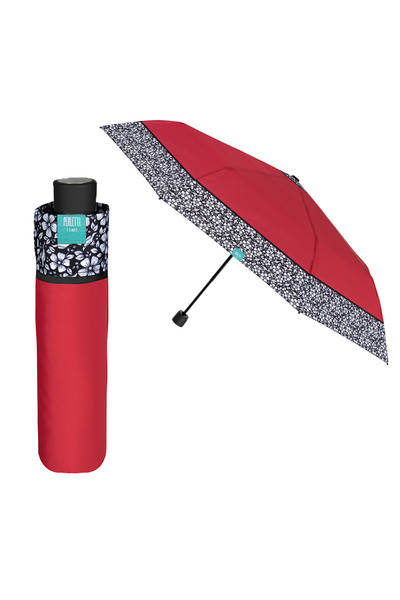 Perletti Mini Umbrela ploaie automata rosie cu brodura lata